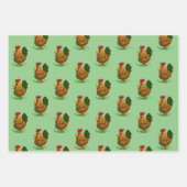 Rooster-verpakkingspapierset, 3 stijlen, inpakpapier vel (Voorkant)