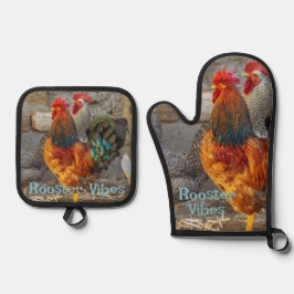 Rooster Vibes Farm Life Ovenwant & Pannenlap Set