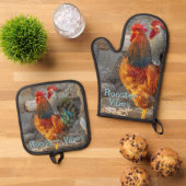 Rooster Vibes Farm Life Ovenwant & Pannenlap Set (Top down)