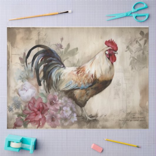 Rooster vier tissuepapier (Craft)