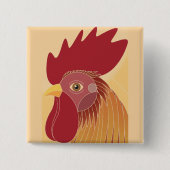 Rooster Vierkante Button 5,1 Cm (Voorkant)