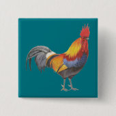 Rooster Vierkante Button 5,1 Cm (Voorkant)