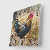 Rooster Vierkante Klok (Hoek)