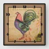 Rooster Vierkante Klok (Voorkant)