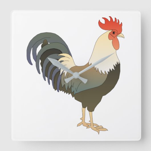 Rooster Vierkante Klok (Voorkant)