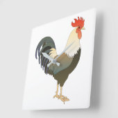 Rooster Vierkante Klok (Hoek)