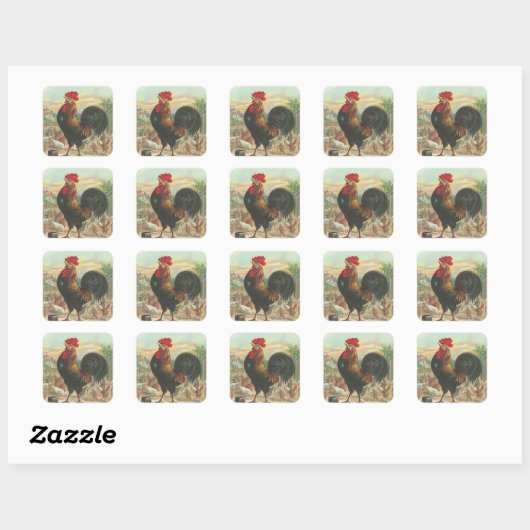 Rooster Vierkante Sticker (Vel)