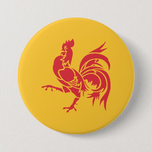 Rooster (vlag Wallonië) Ronde Button 7,6 Cm (Voorkant)