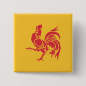 Rooster (vlag Wallonië) Vierkante Button 5,1 Cm (Voorkant)