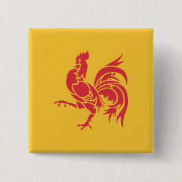 Rooster (vlag Wallonië) Vierkante Button 5,1 Cm