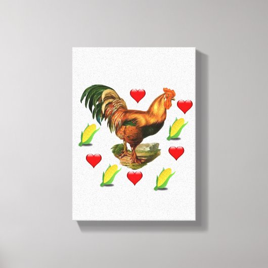 Rooster voor Valentijnsdag van de drukbalk van het Canvas Afdruk (Voorkant)