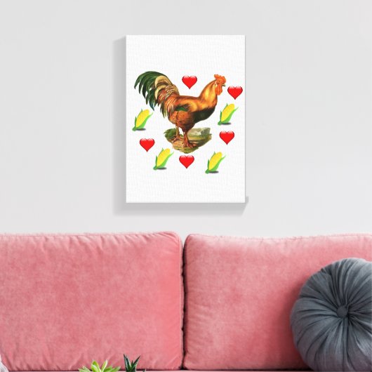 Rooster voor Valentijnsdag van de drukbalk van het Canvas Afdruk (Insitu (Woonkamer))