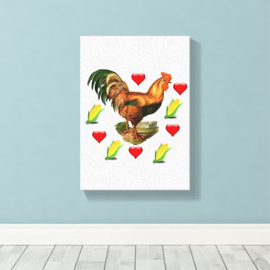 Rooster voor Valentijnsdag van de drukbalk van het Canvas Afdruk (Insitu (Houten vloer))