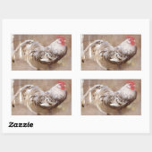 Rooster voor zwart-wit rechthoekige sticker (Vel)