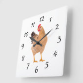 ROOSTER WALL CLOCK VIERKANTE KLOK (Hoek)