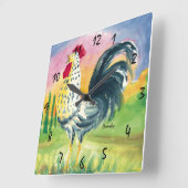 Rooster-wandklok Vierkante Klok (Hoek)