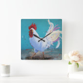 Rooster-wandklok Vierkante Klok (Huis)