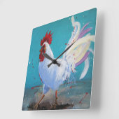 Rooster-wandklok Vierkante Klok (Hoek)