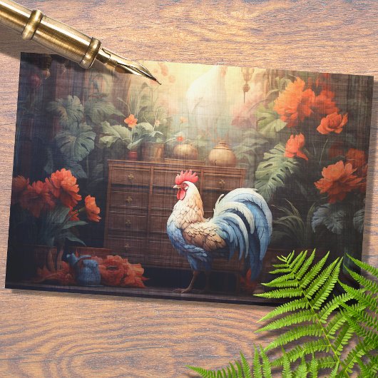 Rooster Waterverf 1 Decoupage papier