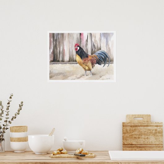 Rooster Waterverf Art Print (Keuken)