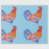 Rooster Waterverf Cadeaupapier (Vlak)