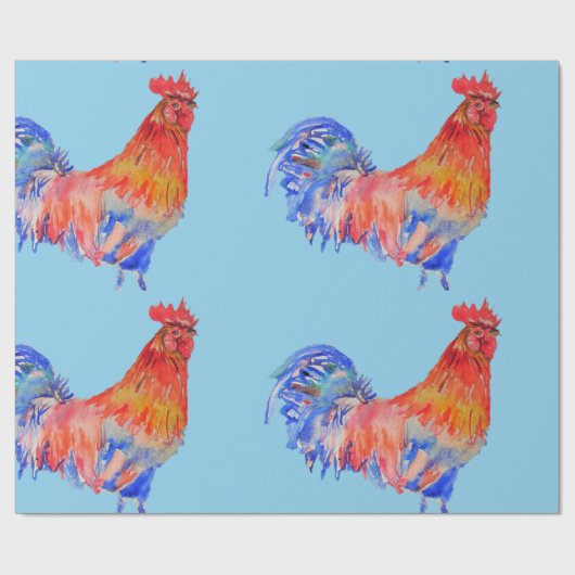 Rooster Waterverf Cadeaupapier (Vlak)