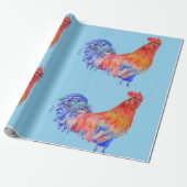 Rooster Waterverf Cadeaupapier (Uitgerold)