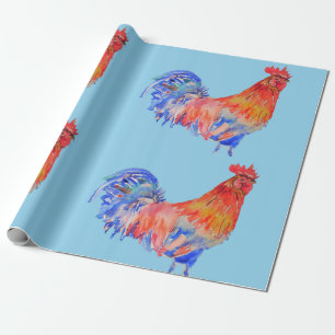 Rooster Waterverf Cadeaupapier