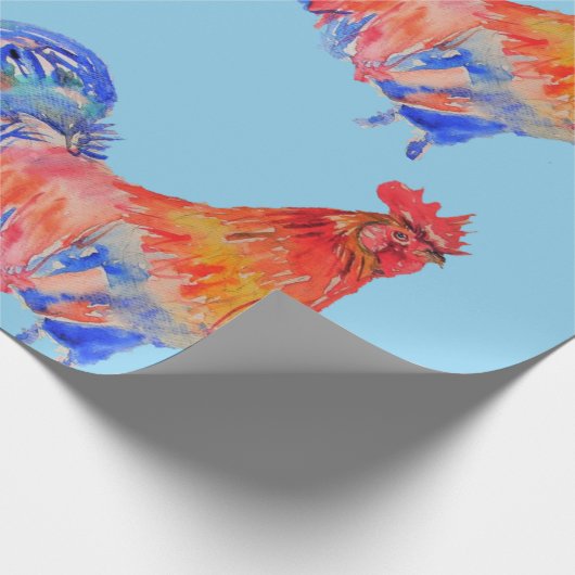 Rooster Waterverf Cadeaupapier (Hoek)