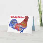 Rooster Waterverf Chicken Birthday Kaart (Voorkant)