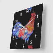 Rooster Waterverf Chicken Man Kantoor Clock Vierkante Klok (Hoek)