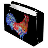 Rooster Waterverf Mans Birthday Black Groot Cadeauzakje (Achterkant Gekanteld)