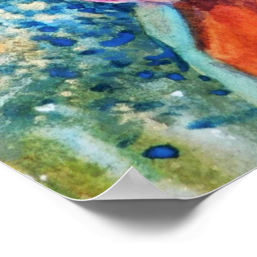 Rooster Waterverf Poster (Hoek)