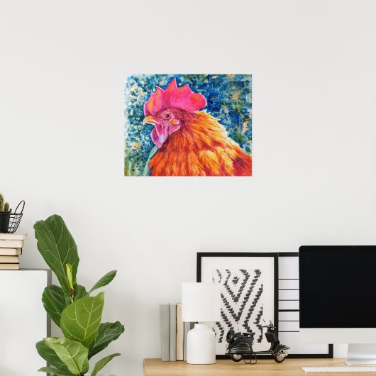 Rooster Waterverf Poster (Thuiskantoor)