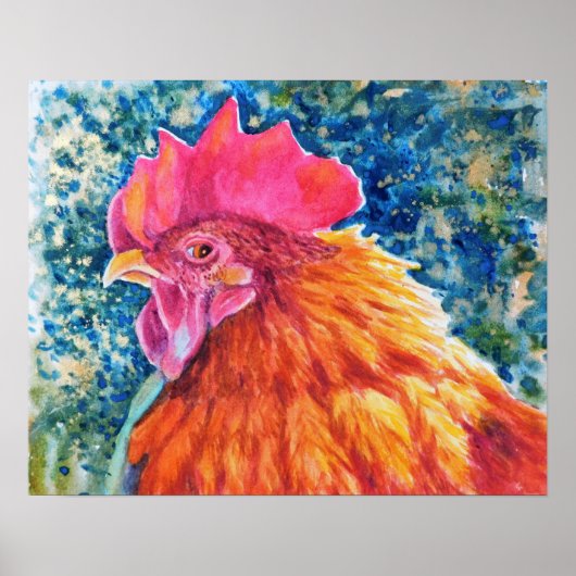 Rooster Waterverf Poster (Voorkant)