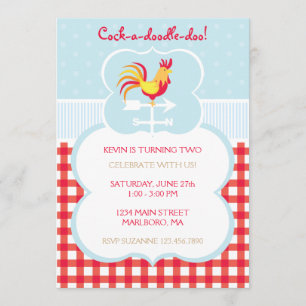 Rooster Weather Vane Birthday Uitnodiging
