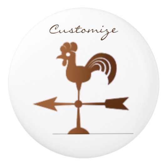 Rooster Weathervane Thunder_Cove Keramische Knop (Voorkant)