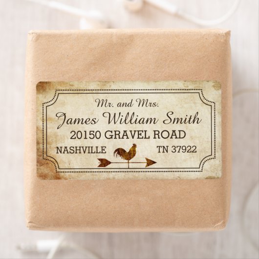  Rooster Weer Vane Rustiek Bruiloft Label (Insitu)