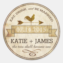 Rooster Weer Vane Rustiek Bruiloft Label