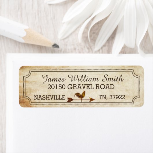  Rooster Weer Vane Rustiek Bruiloft Label (Insitu)