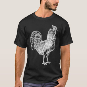 Rooster White Line Haan Vogel Ornithologie T-shirt