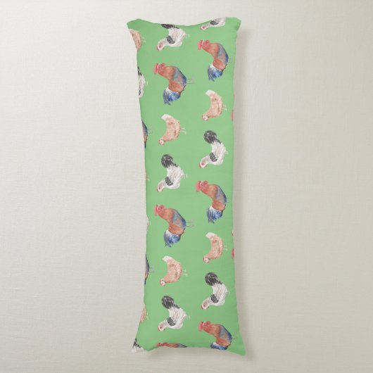 Rooster With Chickens Lichaamskussen (Voorkant Verticaal)