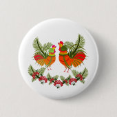 Rooster with hen ronde button 5,7 cm (Voorkant)