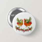 Rooster with hen ronde button 5,7 cm (Voorkant /achterkant)