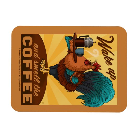 Rooster - Word wakker en Ruik de koffie Magneet (Horizontaal)