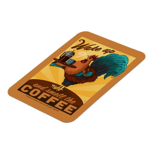 Rooster - Word wakker en Ruik de koffie Magneet (Linkerzijde)