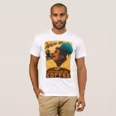 Rooster - Word wakker en Ruik de koffie T-shirt (Voorkant volledig)