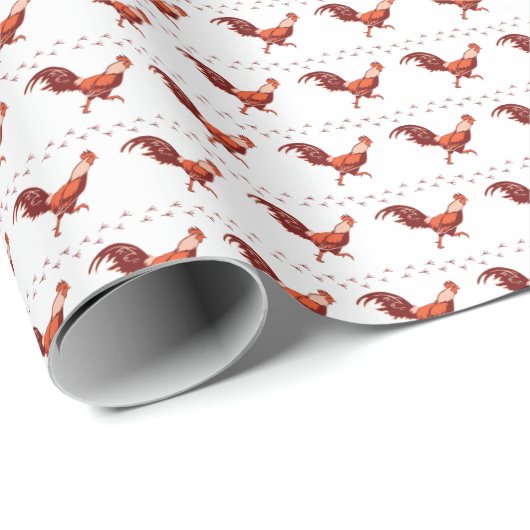Rooster Wrapping Paper Cadeaupapier (Rol Hoek)