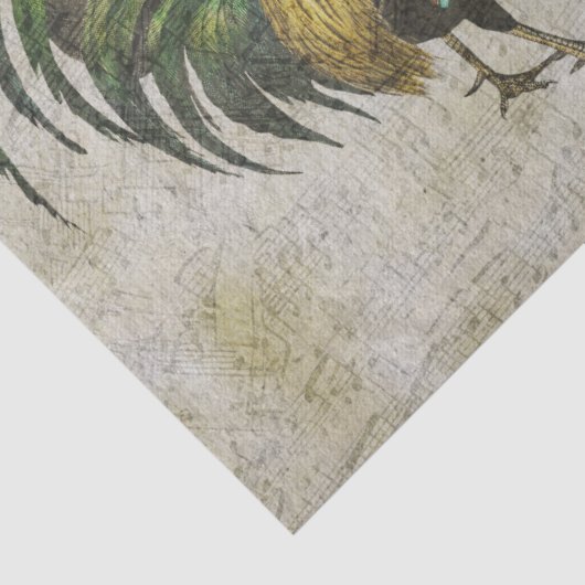 Rooster Zingt naar Muziek Decoupage Tissuepapier (Detail)