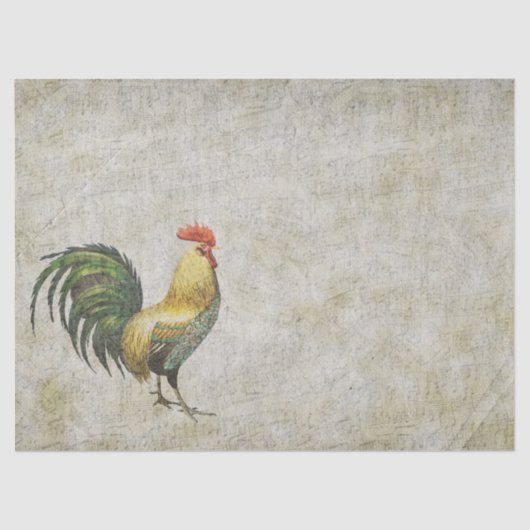 Rooster Zingt naar Muziek Decoupage Tissuepapier (Voorkant)